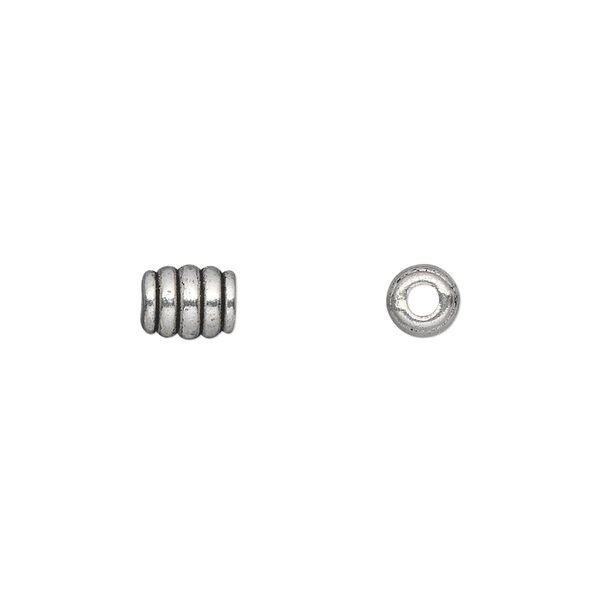 Bead 1pkg50 silver-plated "pewter", 7x5mm barrel, antique image number 0