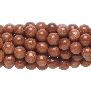Bead, brown goldstone (glass) (man-made), 6mm round. Sold per pkg of (10) 15-1/2" to 16" strands.
