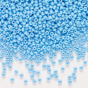 Seed bead, Preciosa Ornela, glass, opaque luster turquoise, #11 rocaille. Sold per 500-gram pkg.