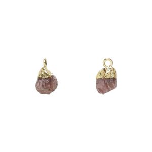 Drop 1pkg1, gold-plated electrocoated sterling silver and ruby, 8x5mm-9x7mm hand-cut nugget