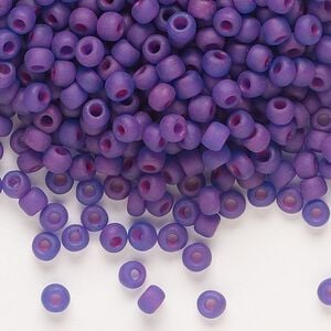 Seed bead, Dyna-Mites&trade;, glass 1pkg40g, #6 round, translucent matte inside dyed color blue fuchsia (228MA 6/0 RR)