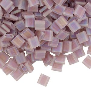 Seed bead, TILA&reg;, glass, pkg/250g, 5mm full tila square, translucent matte rainbow light violet, (TL-142FR).