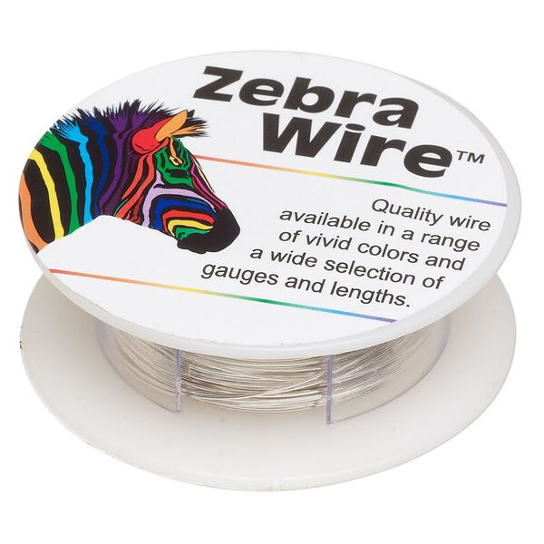 Wire, Zebra Wire&trade;, silver-plated copper, round, 26 gauge. Sold per 30-yard spool. image number 0
