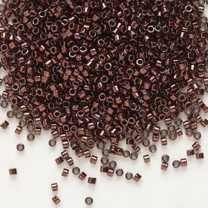 Seed bead, Delica&reg;, glass, pkg/50g, #11 round, opaque metallic dark raspberry (DB-0012).