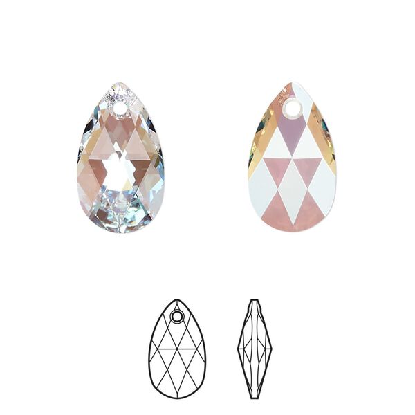 Drop 2pk crystal shimmer, Crystal Passions&reg; 16x9mm pendant pear 6106 image number 0