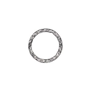 Jump ring 1pkg2 sterling silver, 14mm closed hammered round, 15 gauge / 10.8mm inside diameter / antiqued