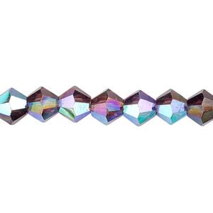 Bead 1pk transparent amethyst purple AB, Celestial Crystal&reg; 8mm bicone 15.5-16 inch