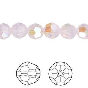Bead 12pk rose water opal shimmer, Crystal Passions&reg; 8mm round 5000