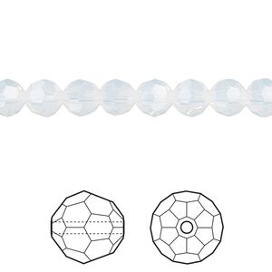 Bead 12pk white opal, Crystal Passions&reg; 6mm round 5000