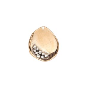Drop, antiqued sterling silver and bronze, 18x15mm beaded teardrop. Sold individually.