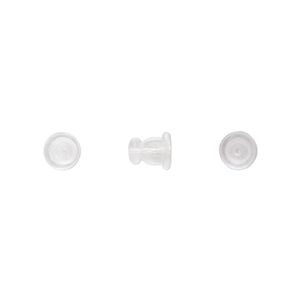 Earnut 1pkg100, 5.5x6.5mm disc, "rubber" clear 50 pair