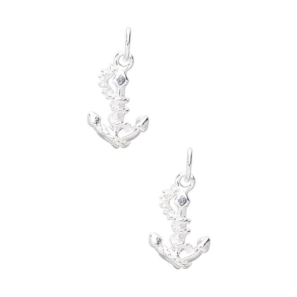 Charm, sterling silver, 12x9mm anchor. Sold per pkg of 2. image number 0