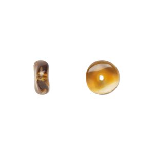 Bead, Czech pressed glass, brown/clear, 10x4mm rondelle. Sold per 15" to 16" strand.