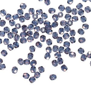 Bead 1pkg120 Czech fire-polished glass, opaque purple and gold, 3mm faceted round.