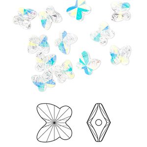 Bead 144pk crystal AB, Crystal Passions&reg; 6x5mm butterfly 5754