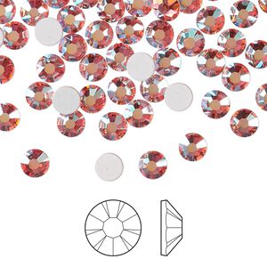 Flat back 144pk rose peach AB foil back, Preciosa MAXIMA Czech crystal rhinestone 4.6-4.8mm chaton rose round SS20