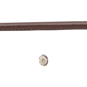 Cord, leather and cotton (dyed), brown, 4mm zigzag-stitched round. Sold per 1-yard section.
