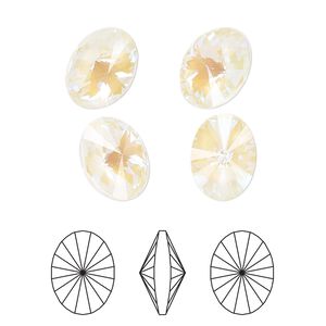 Chaton 2pk crystal light grey DeLite, Crystal Passions&reg; 18x13.5mm oval rivoli 4122