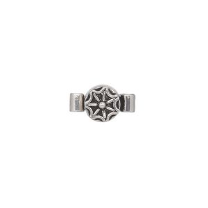Clasp magnetic 1pkg1 sterling silver, 7mm round, antiqued 1-strand