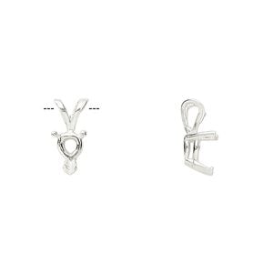 Pendant, Sure-Set&trade;, sterling silver, 6mm 3-prong heart basket setting. Sold individually.