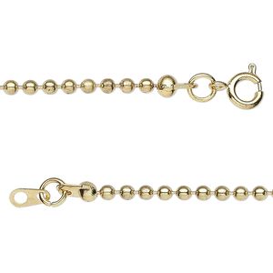 Chain 1pkg10 ball, 2.4mm / springring clasp, brass-finished steel 24 inch