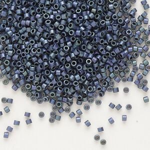 Seed bead, Delica&reg;, glass, pkg/7.5g, #11 round, opaque matte metallic gold iris blueberry (DB-1052).