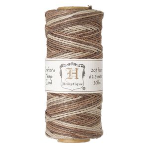 Cord, Hemptique&reg;, polished hemp, multicolored, 1mm diameter, 20-pound test. Sold per 205-foot spool.