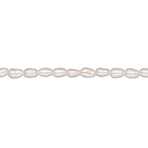 Pearl, White Lotus&trade;, cultured freshwater (bleached), white, 2.5-3mm rice, C grade, Mohs hardness 2-1/2 to 4. Sold per 15-1/2" to 16" strand.