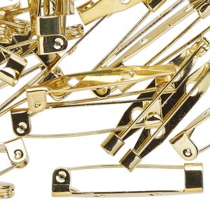 Pin back 1pkg100 gold-finished, 1.25 inch, brass