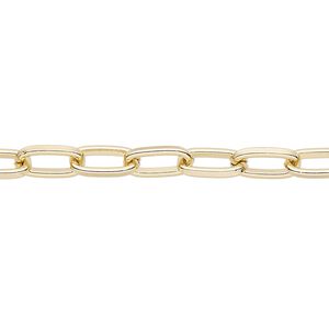 Chain 1pkg1 cable, 4mm long, gold-finished steel 5 foot unfinished