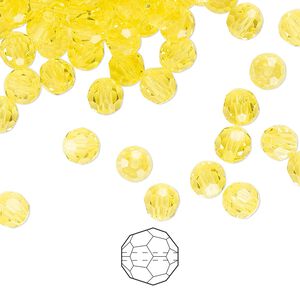 Bead 24pk citrine, Preciosa Czech crystal 5mm round