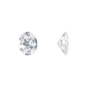 Gem, cubic zirconia, spinel white, 10x8mm faceted oval, Mohs hardness 8-1/2. Sold individually.