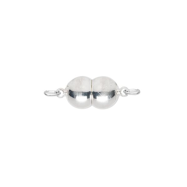 Clasp magnetic 1pkg1 sterling silver, 12x8mm double round, 1-strand image number 0