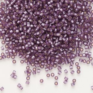 Seed bead, Delica&reg; 1pkg7.5g glass, #11 round, translucent semi-matte silver-lined mulberry / outside dyed (DB-0695)