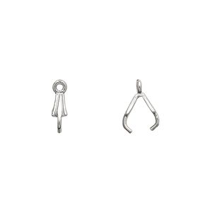 Bail, JBB Findings, ice-pick, antiqued sterling silver, 8x3mm with 6mm grip length. Sold per pkg of 2.