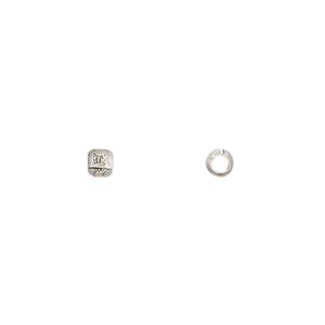 Bead 1pkg10 sterling silver, 3mm round / suns, Hill Tribes