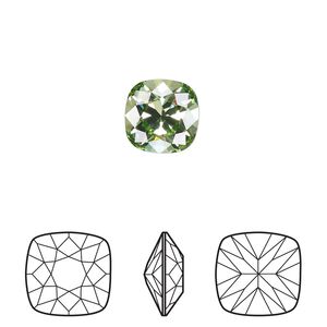 Fancy stone 2pk peridot foil back, Crystal Passions&reg; Regenerated 10mm cushion 4470