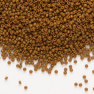 Seed bead, Miyuki 1pkg250g glass, #15 rocaille, opaque matte sienna / outside dyed (RR-1687)