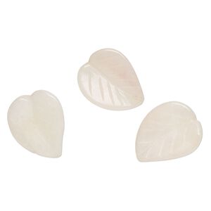 Cream quartz 1pkg3, carved leaf bead natural 26x21mm