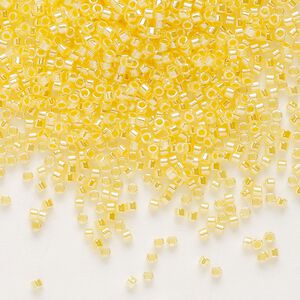 Seed bead, Delica&reg;, glass, pkg/50g, #11 round, opaque inside dyed color luster light daffodil (DB-0233).