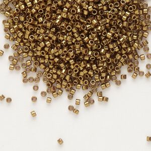 Seed bead, Delica&reg;, glass, pkg/250g, #11 round, opaque metallic light bronze (DB-0022L).