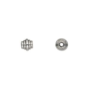 Bead 1pkg2 sterling silver, 6x5.5mm oval, antiqued