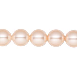 Pearl 25pk peach, Crystal Passions&reg; 10mm round 5811