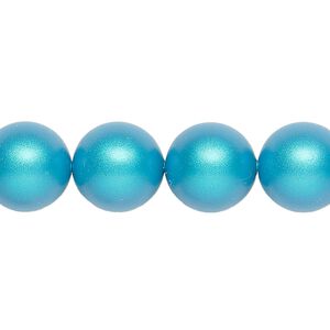 Pearl 10pk iridescent dark turquoise, Crystal Passions&reg; 12mm round 5810