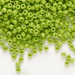 Seed bead, Dyna-Mites&trade;, glass, opaque lime green, #8 round. Sold per 40-gram pkg.
