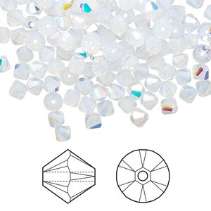 Bead 1440pk white opal AB, Swarovski&reg; 4mm XILION bicone 5328