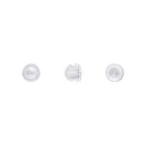 Earnut 1pkg50, 5x4.5mm mushroom, "rubber" clear 25 pair