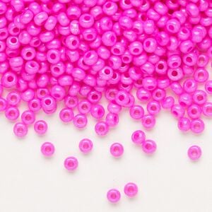 Seed bead, Preciosa Ornela Czech glass, pkg/500g, #8 rocaille, opaque pink luster chalkwhite, (16177).