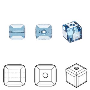 Bead 48pk cool blue, Crystal Passions&reg; Regenerated 8mm cube 5601