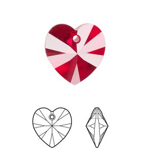 Drop 72pk Siam, Swarovski&reg; 18mm pendant heart 6228